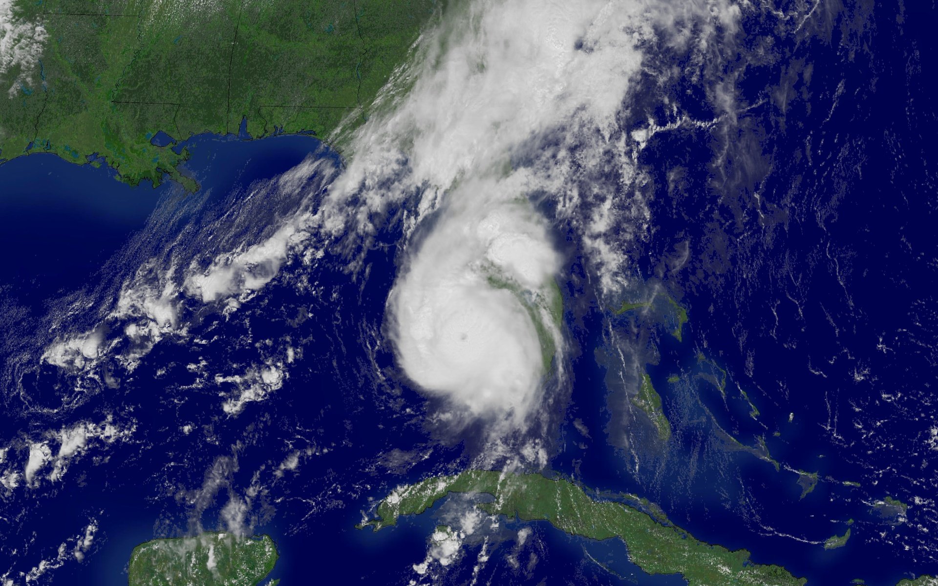 GOES satellite image of Hurricane Charley off Florida's southwest coast in August 2004