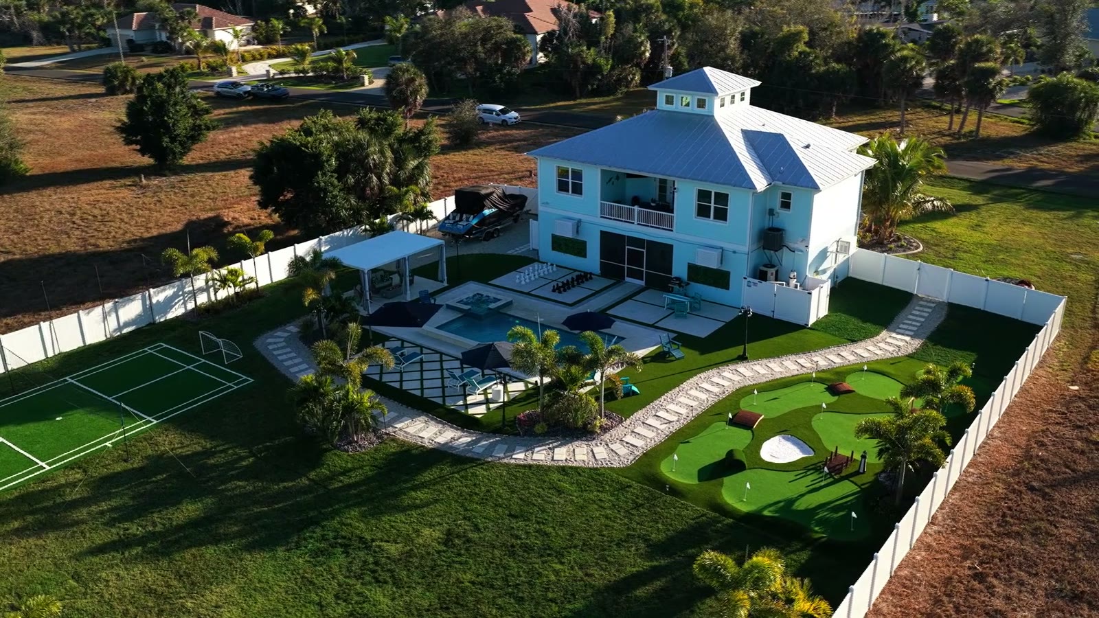 Seaside Boca from above — pool, mini golf and the soccer field