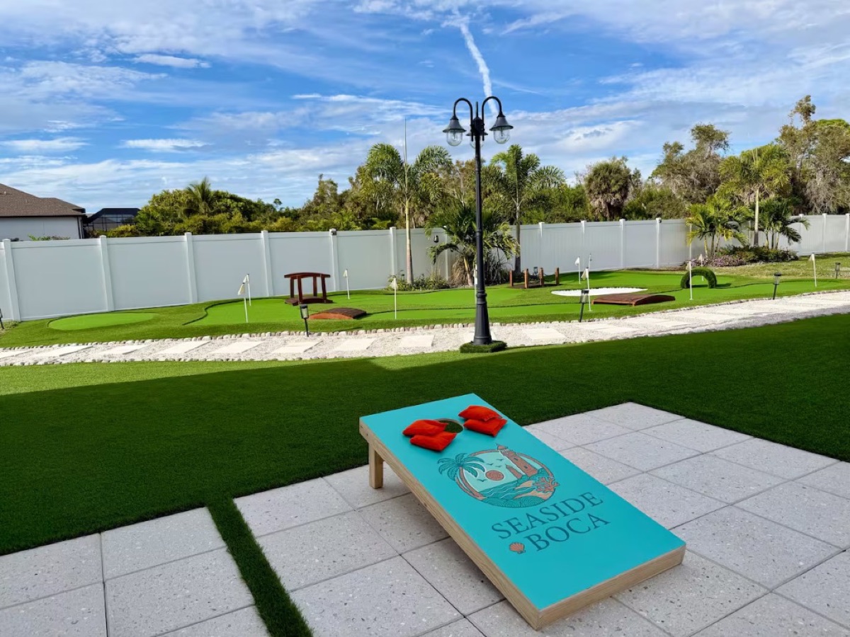 Cornhole and the private mini-golf course